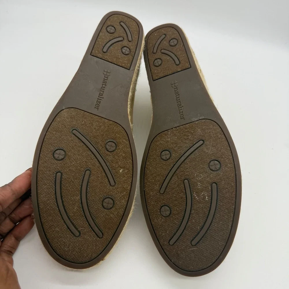 Naturalizer Sanibel-1 Tan Canvas Espadrille Wedge Heels Neutral 8M